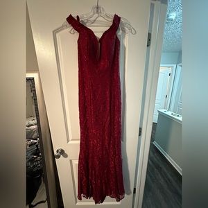 Red lace prom dress
